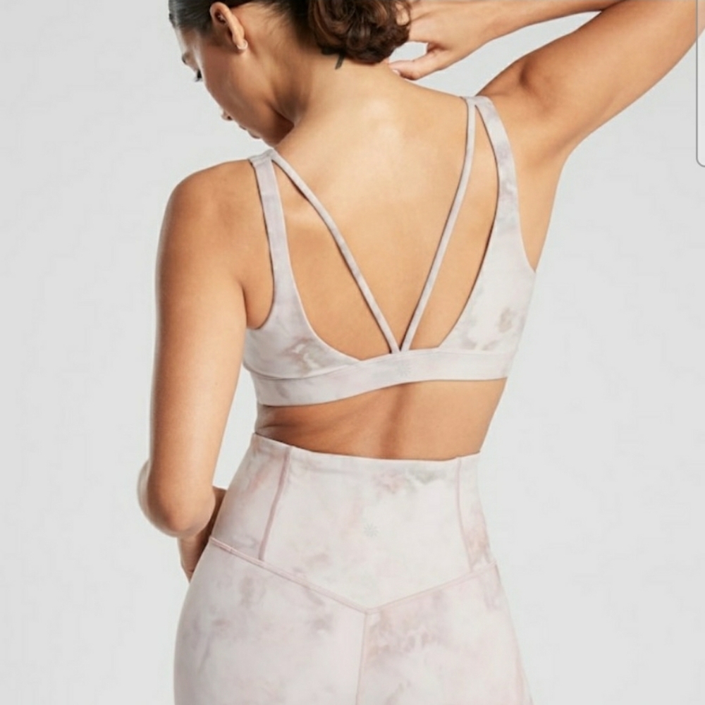 2 Athleta Exhale Snow Dye Bras - Pink and Green - Picture 4 of 10